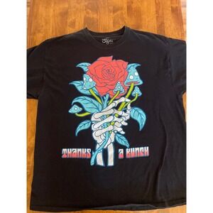 Eighty 8 Men's Thanks A Bunch Skeleton Hand Rose Mushroom Graphic T-Shirt XL